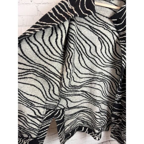 MAEVE ANTHROPOLOGIE lambswool black white knit cardigan sweater S - Picture 8 of 10